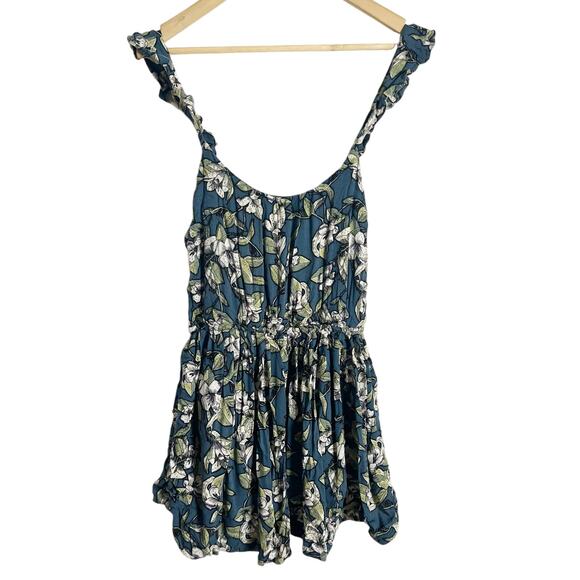 Free People Dear You Blue Floral Print Open Back Mini Dress Size XS - Picture 2 of 11